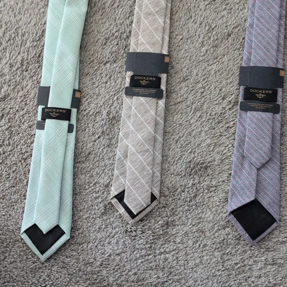 DOCKERS Handmade Slim Skinny Men's Ties Plaids & Checks Multicolor Lot of 3 New